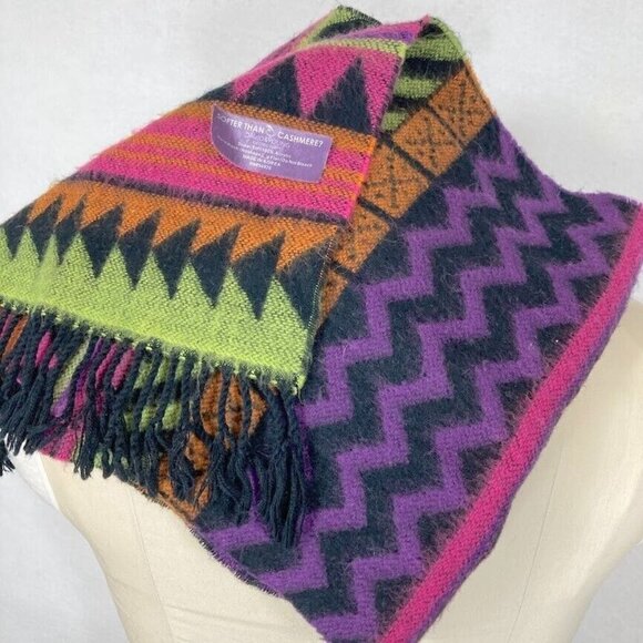 David & Young Collection Soft Than Cashmere Geometric Print Colorful Scarf Wrap - Picture 3 of 4